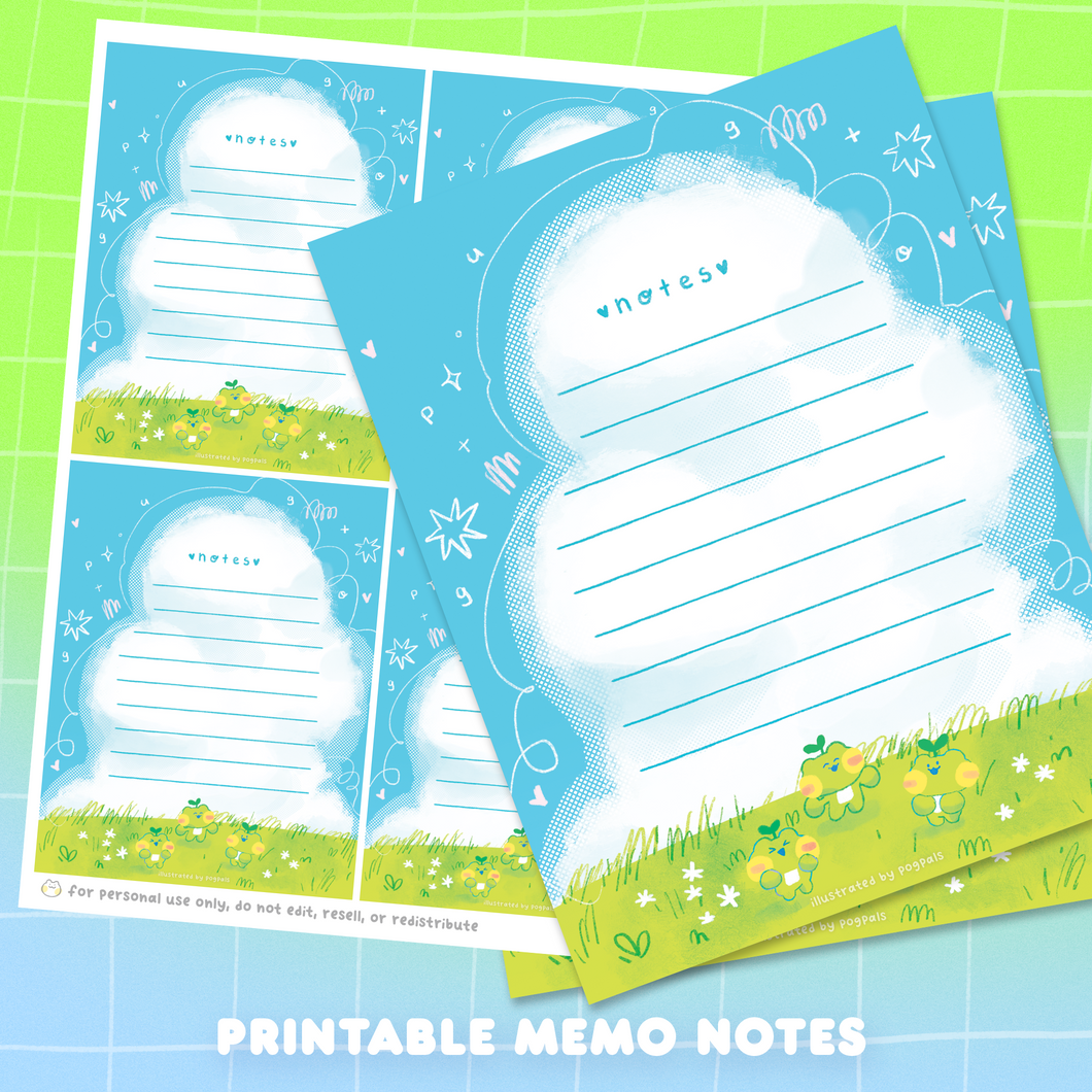 Blue Skies ✿ Printable Memo Notes