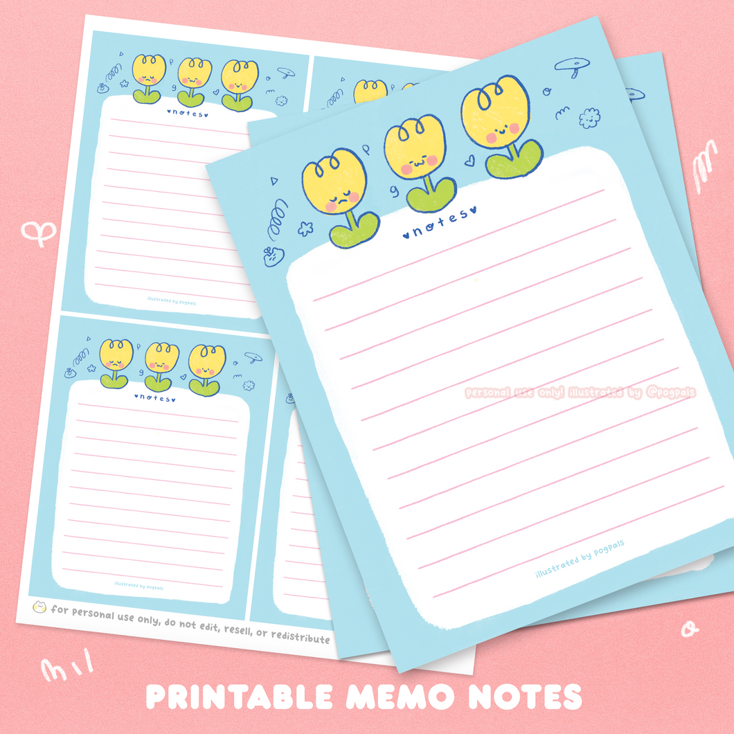 Tulip Trio 🌷🌷🌷 Printable Memo Notes