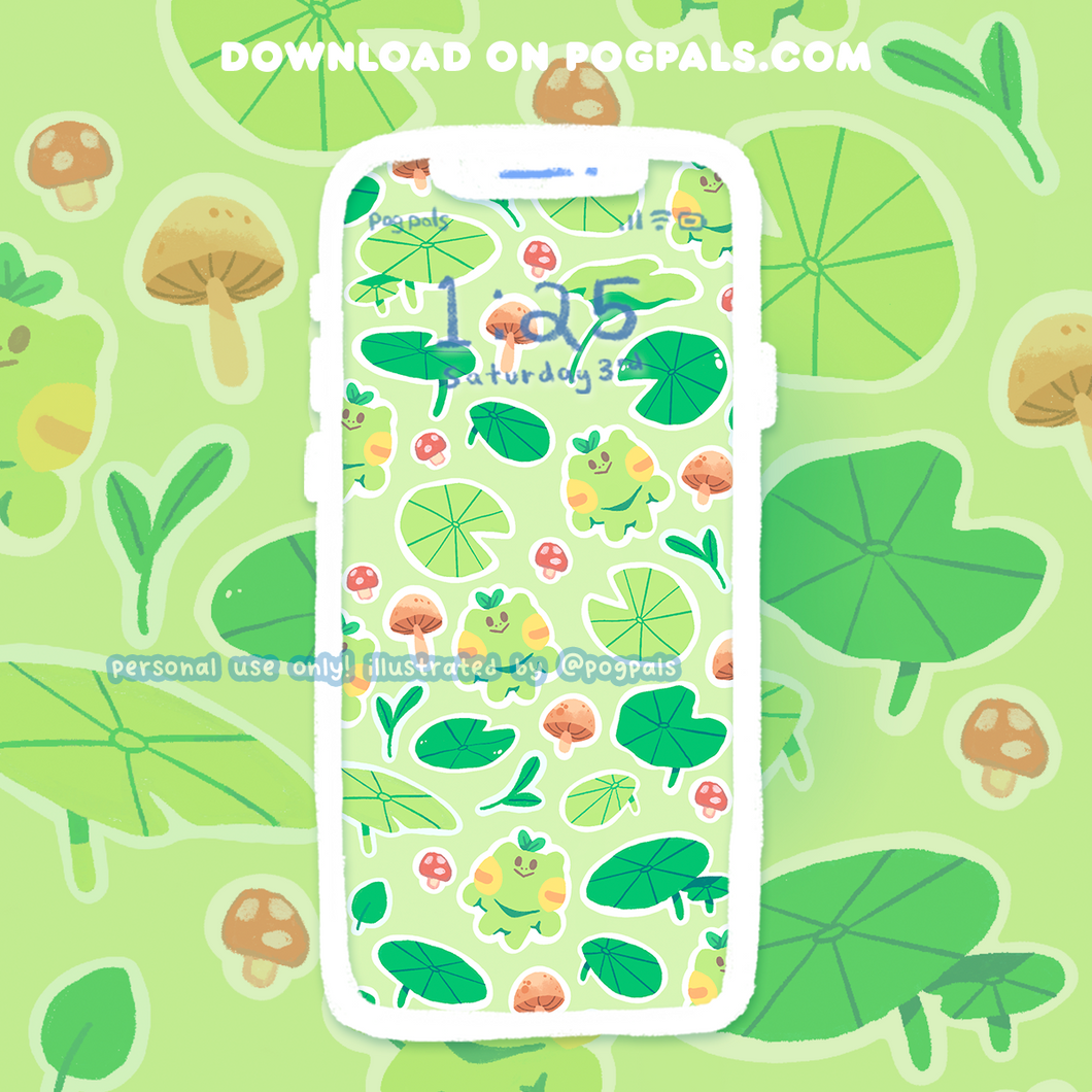 Lilypad & Mushroom ✿ Digital Wallpaper